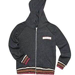 NWT SPIRITUAL GANGSTER Kids NAMASTE Patch Zip Hoodie Gray w Metallic Trim SZ 4T